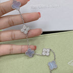 Clover  5 Motif Diamond Purple Chalcedony Bracelet Silver – LUX VERSE Luxury Designer Fashion Outlet