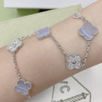Clover  5 Motif Diamond Purple Chalcedony Bracelet Silver – LUX VERSE Luxury Designer Fashion Outlet
