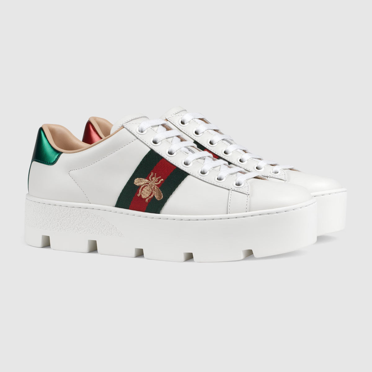 Women Ace Platform Sneakers – the classic Ace sneaker sits on a platform and features the metallic gold bee on – LUX VERSE Luxury Designer Fashion Outlet