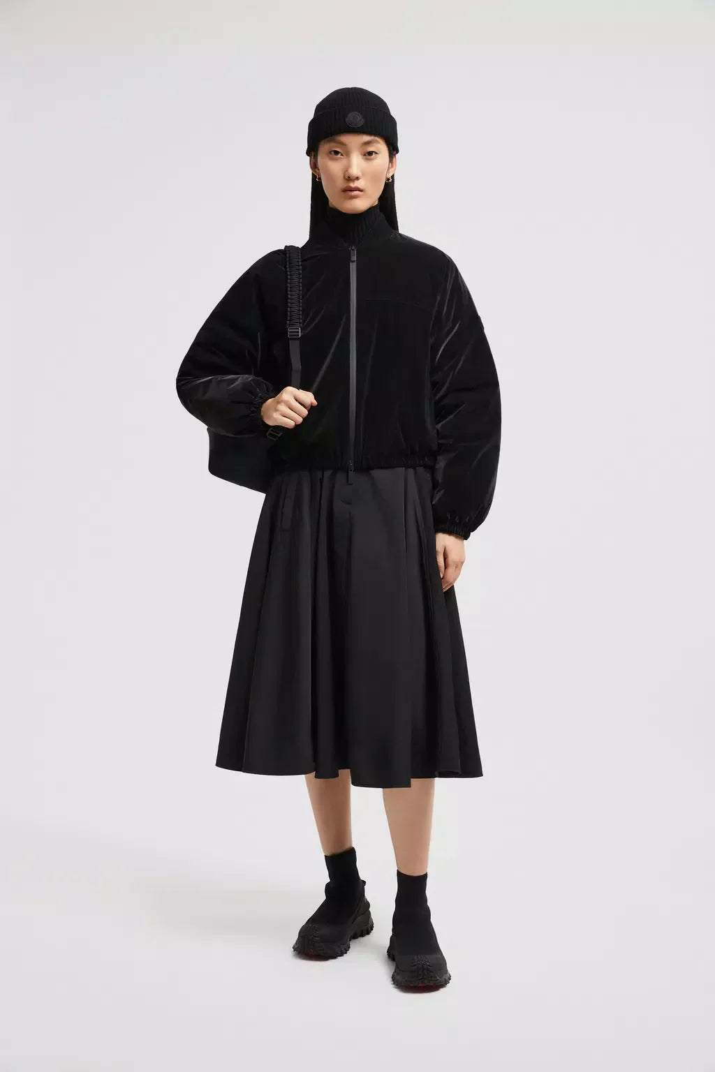 Laives Down Bomber Jacket – crafted from coated nylon, the down jacket comes in a cropped fit – LUX VERSE Luxury Designer Fashion Outlet