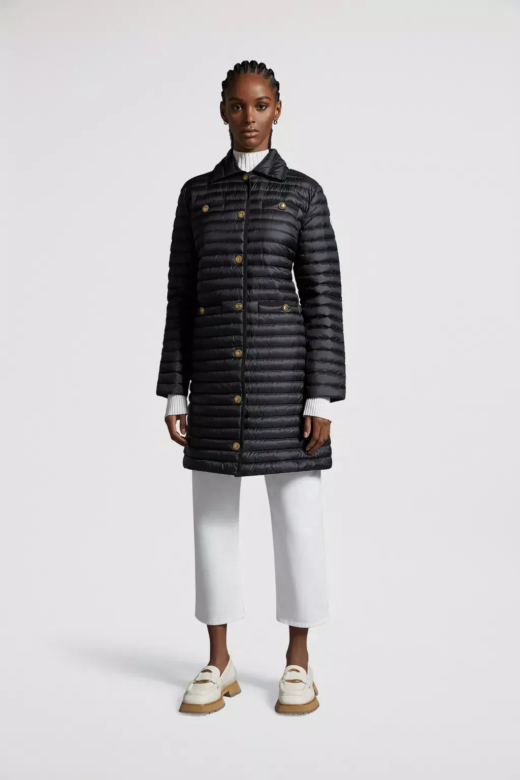 Calipso Long Down Jacket – crafted from longue saison Longue saison lining Down-filled Snap button closure – LUX VERSE Luxury Designer Fashion Outlet