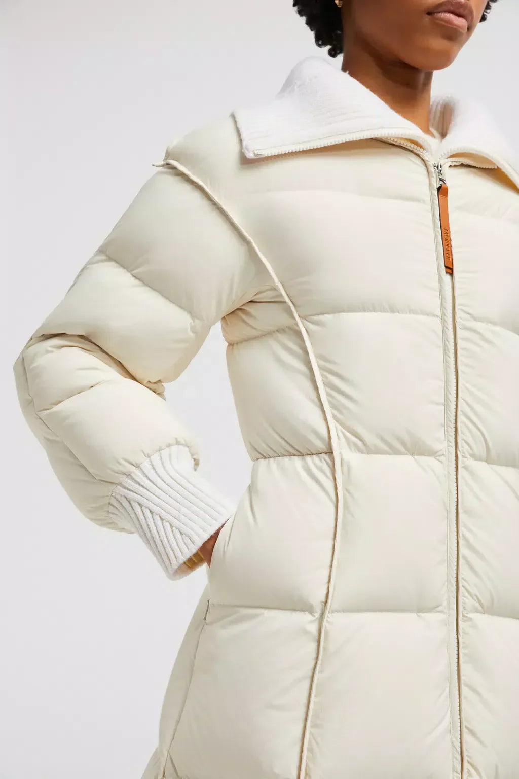 Brerelle Long Down Jacket – the long puffer boasts a hood and a nylon trim for added protection from the elements – LUX VERSE Luxury Designer Fashion Outlet