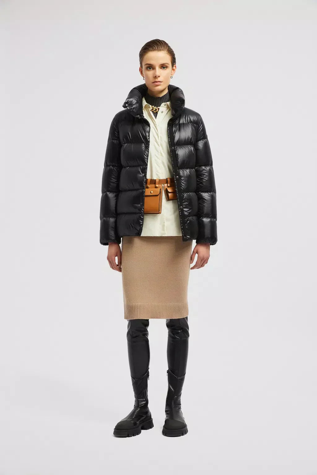 Cochevis Short Down Jacket – crafted from recycled longue saison Recycled longue saison lining Down-filled Stand – LUX VERSE Luxury Designer Fashion Outlet