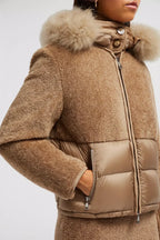 Marne Teddy Short Down Jacket – a curved silhouette is contrasted with an elastic belt that cinches the waist – LUX VERSE Luxury Designer Fashion Outlet