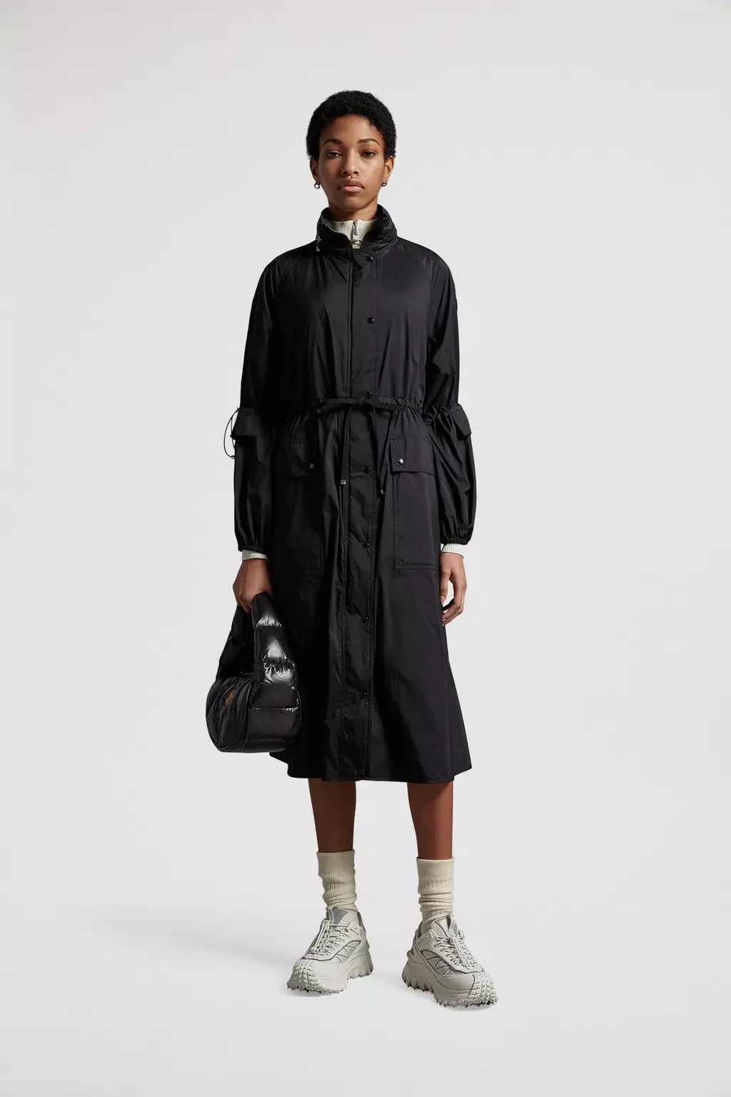 Lins Parka – a curved silhouette is contrasted with an elastic belt that cinches the waist – LUX VERSE Luxury Designer Fashion Outlet