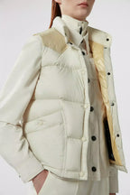 Sorapis Down Vest – the puffer vest is finished with a canvas yoke and practical patch pockets – LUX VERSE Luxury Designer Fashion Outlet