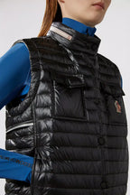 Gumiane Down Vest – the lightweight warmer is finished with a pull-pout hood and reflective details – LUX VERSE Luxury Designer Fashion Outlet