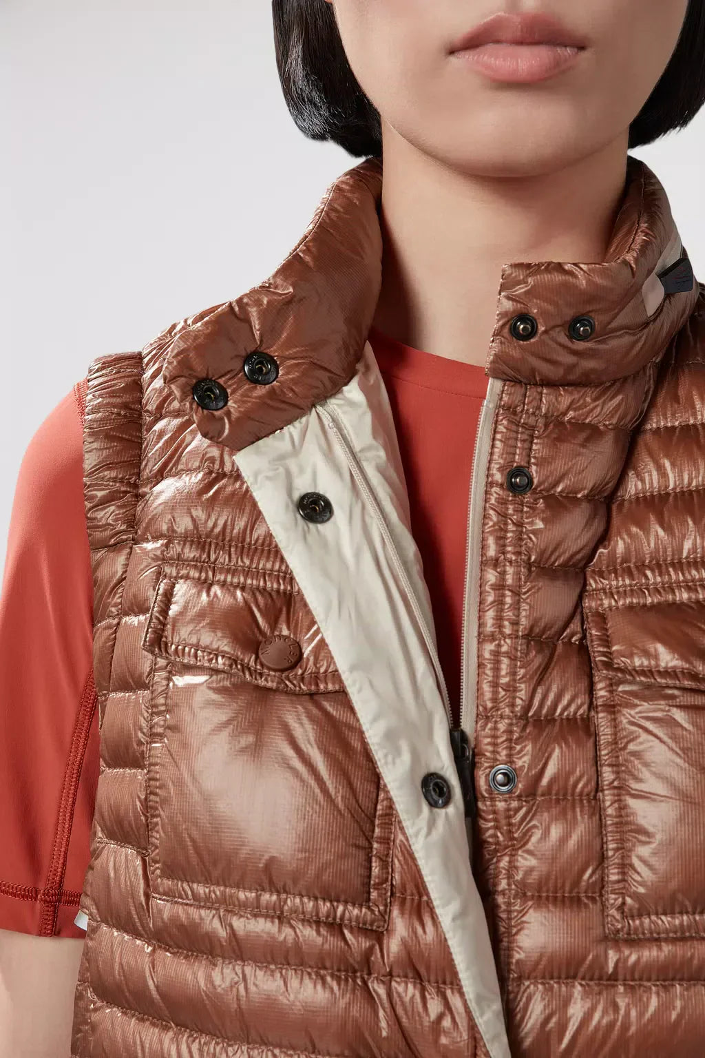 Gumiane Down Vest – crafted from micro ripstop Nylon lining Down-filled Pull-out hood with micro ripstop – LUX VERSE Luxury Designer Fashion Outlet