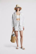 Leimone Hooded Jacket – crafted from cotton lace Nylon technique lining Adjustable hoods Zipper closure – LUX VERSE Luxury Designer Fashion Outlet