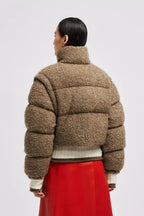 Cytinelle 2-in-1 Tweed Down Jacket – the short warmer features detachable sleeves that allow it to be worn as a puffer – LUX VERSE Luxury Designer Fashion Outlet