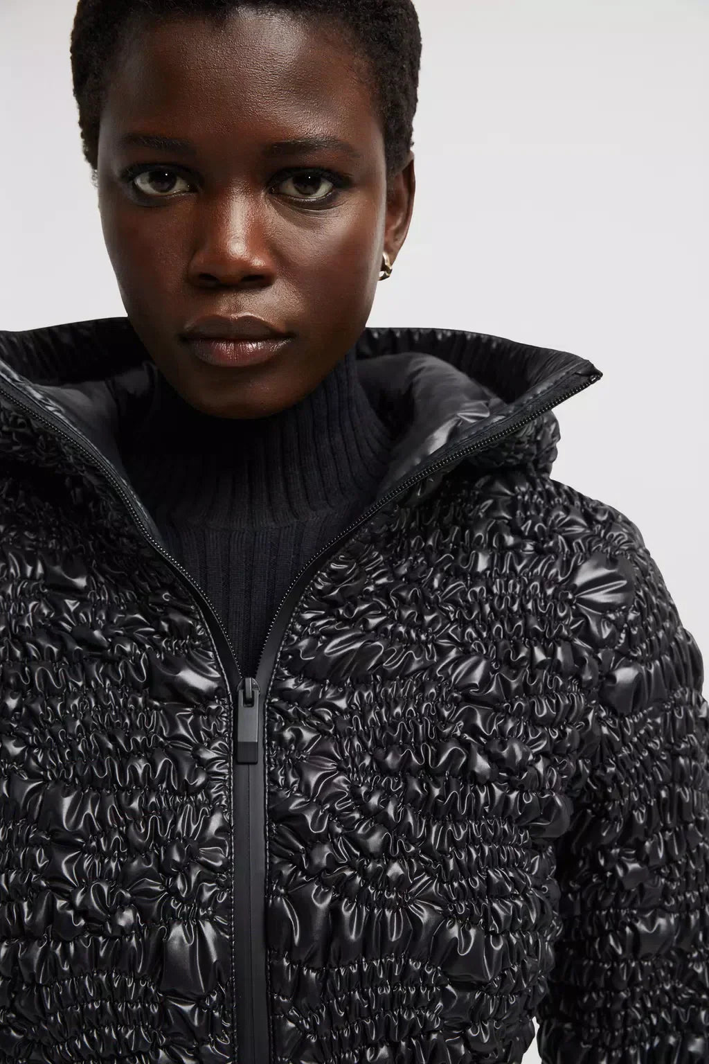 Champraz Short Down Jacket – defined by gathered quilting that creates a ruched effect, the Champraz puffer – LUX VERSE Luxury Designer Fashion Outlet