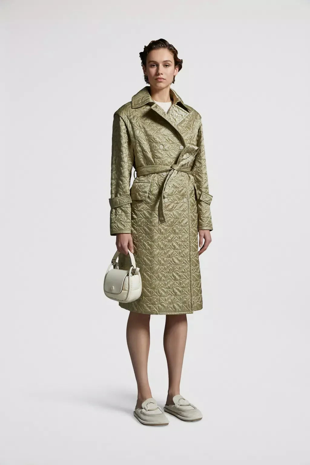 Samare Padded Trench Coat – the loose fit coat comes in a timeless double-breasted and belted silhouette – LUX VERSE Luxury Designer Fashion Outlet