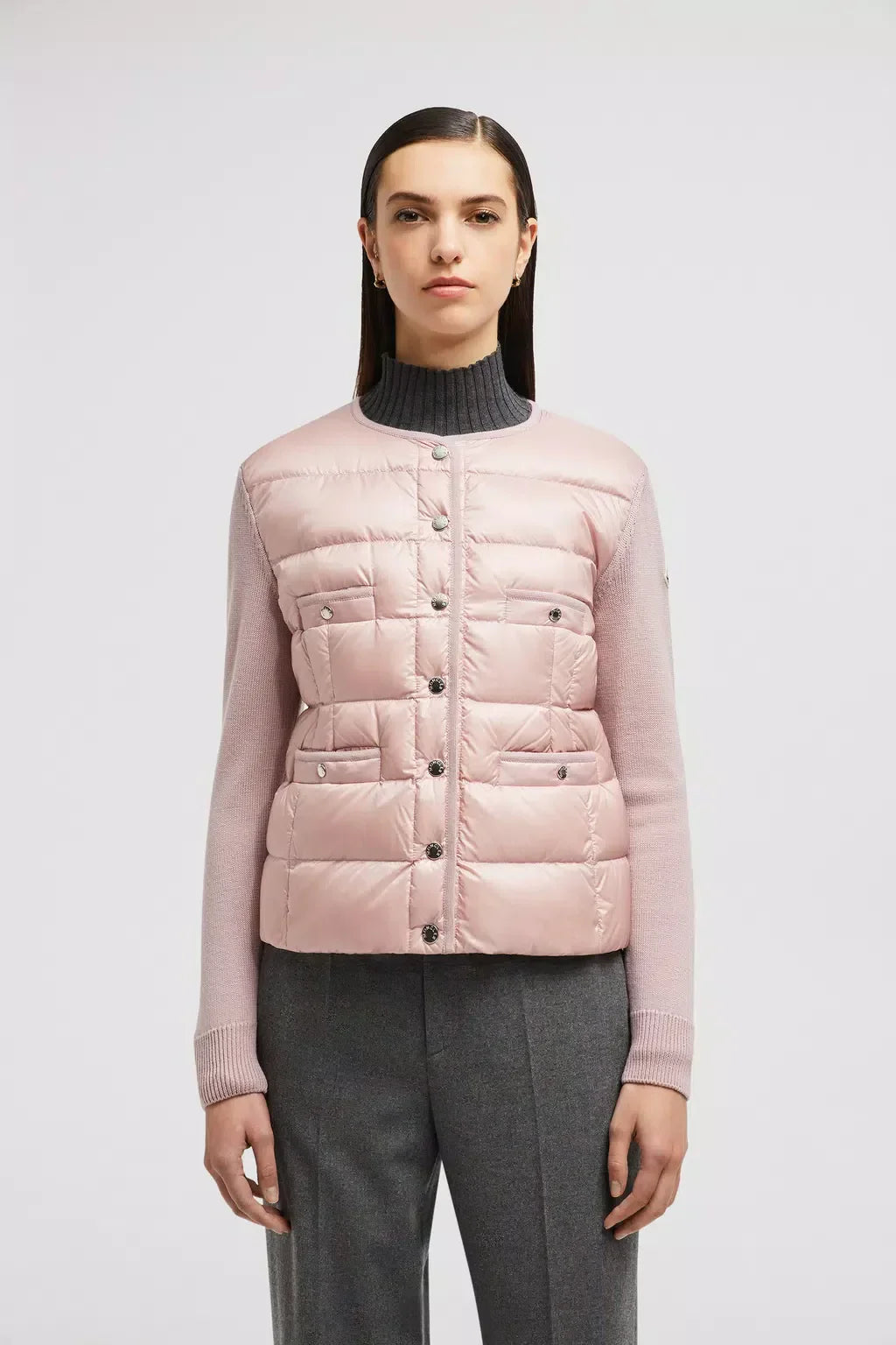 Padded Wool Cardigan – water-repellent, recycled nylon technique provides protection, while recycled longue – LUX VERSE Luxury Designer Fashion Outlet