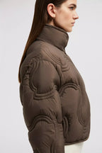 Beryl Short Down Jacket – a visually striking design, the Beryl down jacket's geometric pattern is reminiscent – LUX VERSE Luxury Designer Fashion Outlet