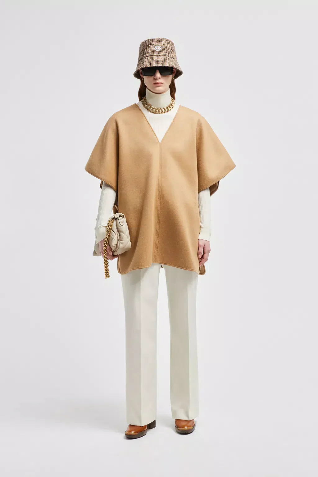 Wool & Nylon Cape – crafted from wool and nylon blend Snap button closure – LUX VERSE Luxury Designer Fashion Outlet