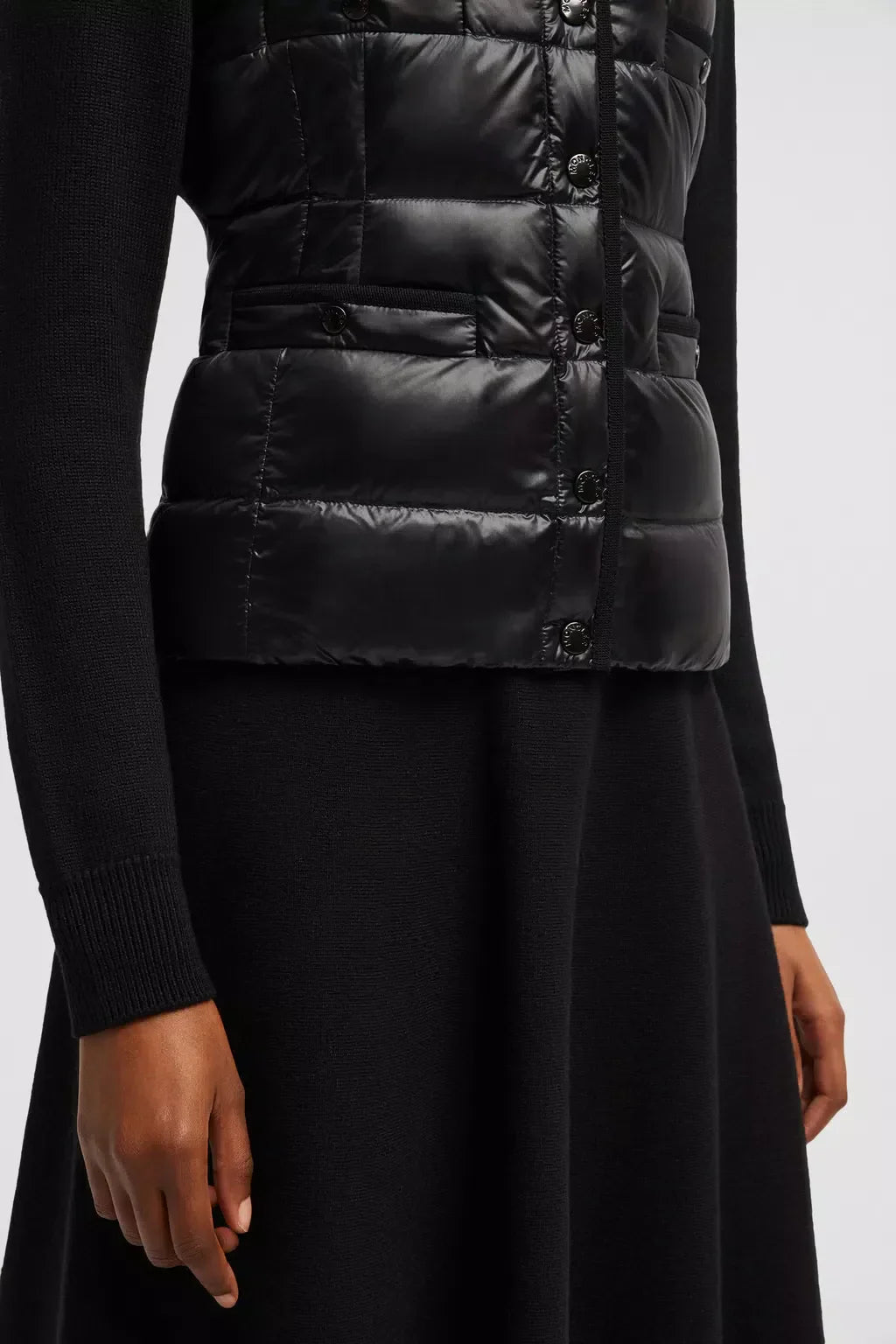Padded Wool Cardigan – water-repellent, recycled nylon technique provides protection, while recycled longue – LUX VERSE Luxury Designer Fashion Outlet