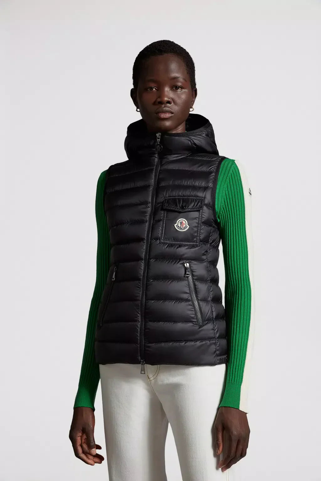 Glygos Down Vest – crafted from longue saison Longue saison lining Down-filled Hood Inner front flap – LUX VERSE Luxury Designer Fashion Outlet