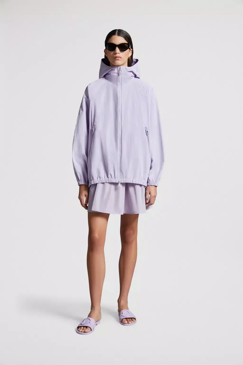 Euridice Hooded Jacket – crafted from washed-effect polyester and cotton Adjustable hood Zipper closure – LUX VERSE Luxury Designer Fashion Outlet