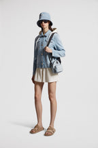 Melissa Denim Jacket – crafted from bleached denim Nylon technique back and hood lining Detachable hood – LUX VERSE Luxury Designer Fashion Outlet