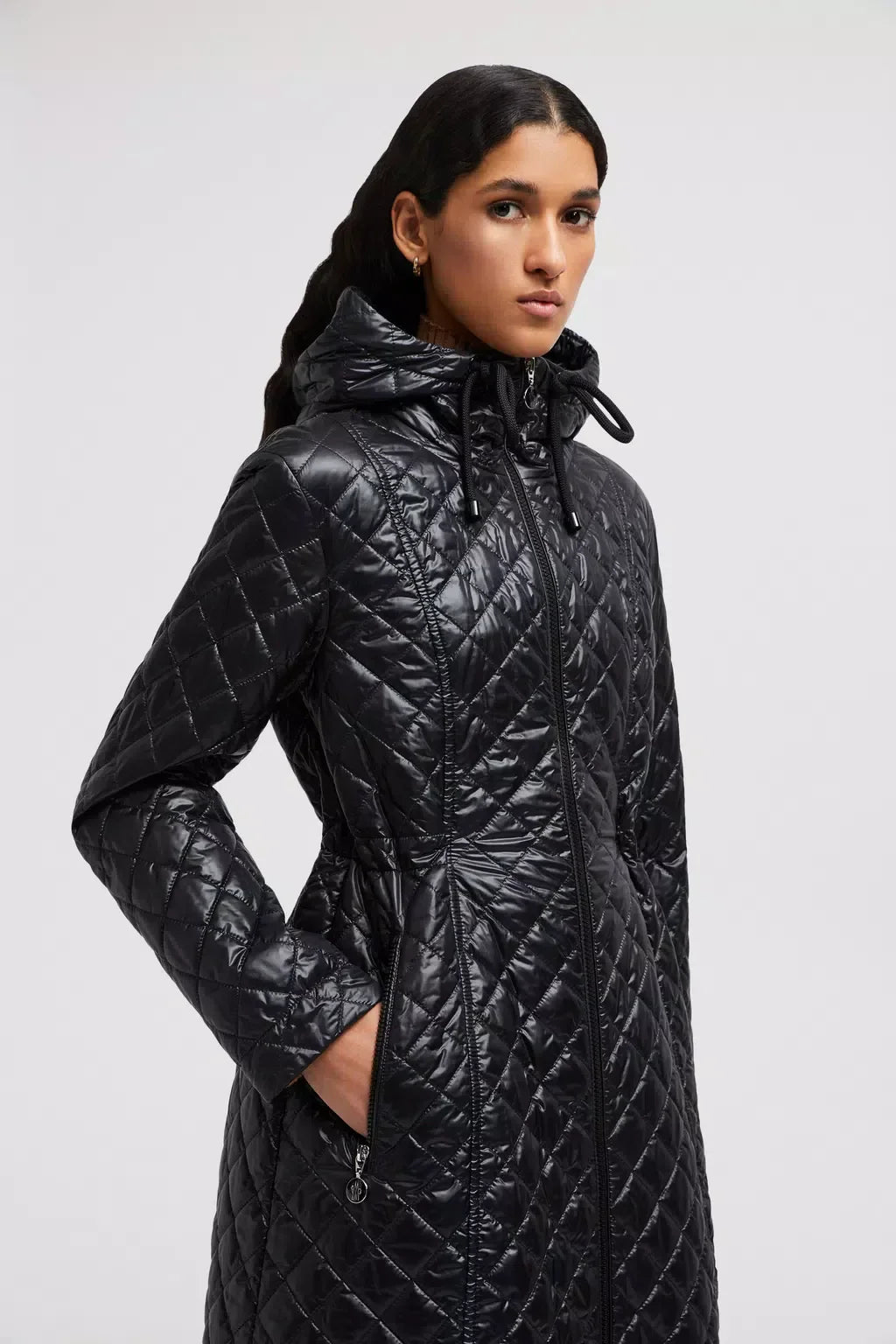 Bagnac Long Down Jacket – crafted from longue saison Thindown-fill Hood and waist with drawstring fastenings – LUX VERSE Luxury Designer Fashion Outlet