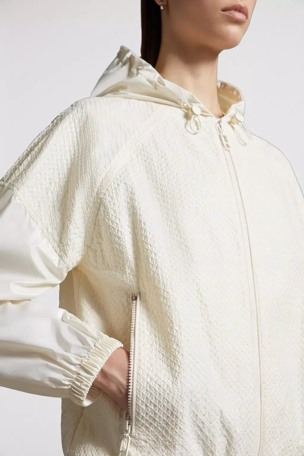 Edipo Hooded Jacket – the nylon laqué jacket is finished with a hood and drawstring fastening – LUX VERSE Luxury Designer Fashion Outlet