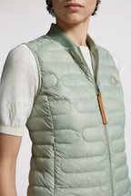 Perille Down Vest – crafted from lightweight nylon Lightweight nylon lining Down-filled Ribbed collar – LUX VERSE Luxury Designer Fashion Outlet