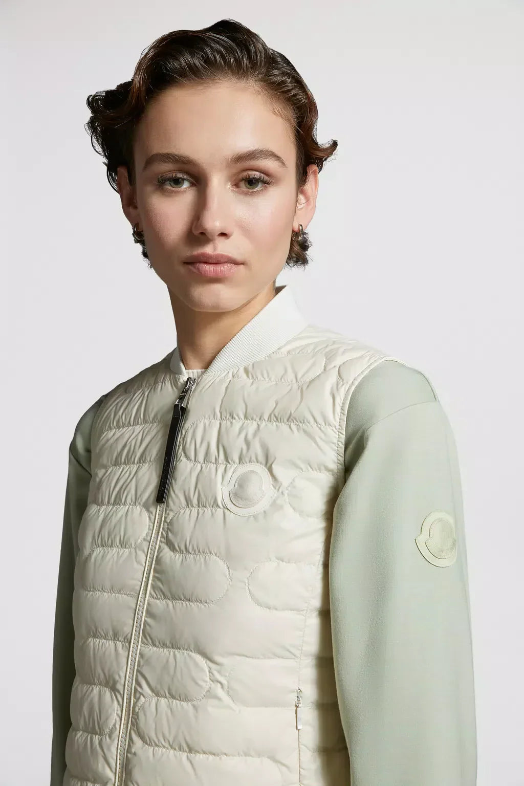Perille Down Vest – crafted from lightweight nylon Lightweight nylon lining Down-filled Ribbed collar – LUX VERSE Luxury Designer Fashion Outlet
