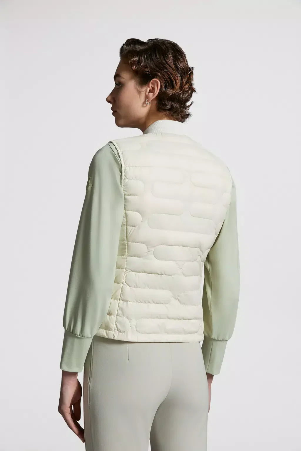 Perille Down Vest – crafted from lightweight nylon Lightweight nylon lining Down-filled Ribbed collar – LUX VERSE Luxury Designer Fashion Outlet