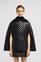 Down Cape – crafted from nylon laqué Nylon laqué lining Down-filled Knit collar Snap button – LUX VERSE Luxury Designer Fashion Outlet