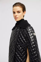 Down Cape – crafted from nylon laqué Nylon laqué lining Down-filled Knit collar Snap button – LUX VERSE Luxury Designer Fashion Outlet