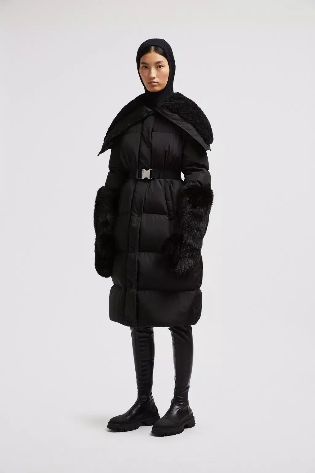 Bruneaux Long Down Jacket – softened by a faux fur trim, the hood features a zip that allows it to be worn as – LUX VERSE Luxury Designer Fashion Outlet