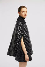 Down Cape – crafted from nylon laqué Nylon laqué lining Down-filled Knit collar Snap button – LUX VERSE Luxury Designer Fashion Outlet
