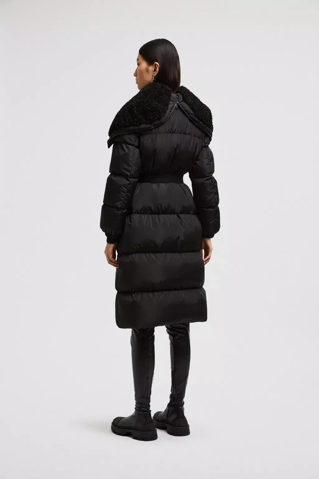 Bruneaux Long Down Jacket – the long belted puffer is crafted from nylon technique, boasting a silky finish – LUX VERSE Luxury Designer Fashion Outlet