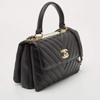 Black Quilted Leather Small Trendy CC Flap Top Handle Bag – LUX VERSE Luxury Designer Fashion Outlet