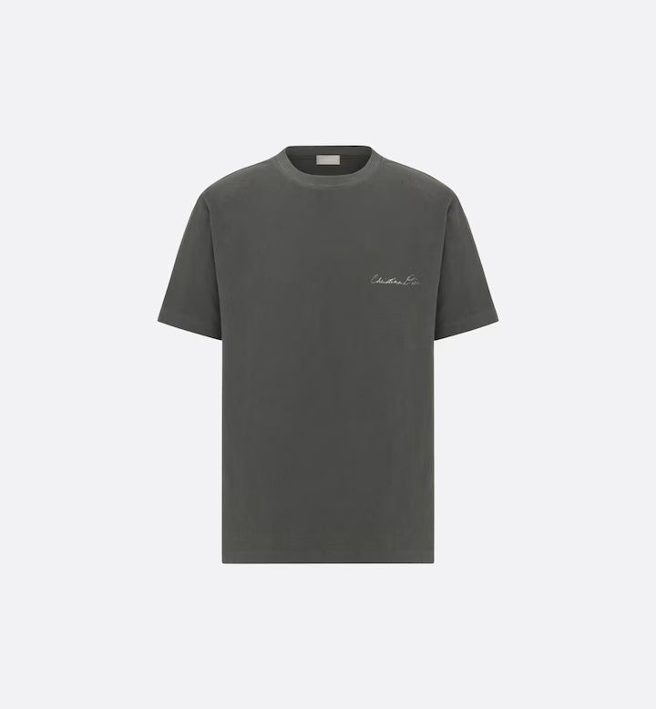 Handwritten Christian Relaxed-Fit T-Shirt – the T-shirt celebrates botanical beauty with a delicate lily of the valley flower – LUX VERSE Luxury Designer Fashion Outlet