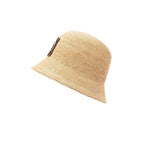 Bucket hat in raffia and calfskin – colour: Natural Main material: Raffia/Calf Weight: 0.06 kg – LUX VERSE Luxury Designer Fashion Outlet