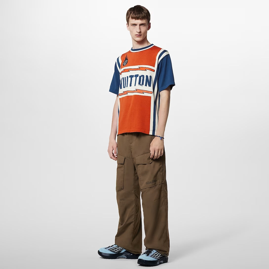 Short-Sleeved Cotton T-Shirt – this soft organic cotton knit t-shirt has a vintage sportswear vibe with contrasting – LUX VERSE Luxury Designer Fashion Outlet