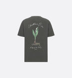 Handwritten Christian Relaxed-Fit T-Shirt – the T-shirt celebrates botanical beauty with a delicate lily of the valley flower – LUX VERSE Luxury Designer Fashion Outlet