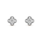 Clover 1 Motifs Diamond Stud Earrings Silver – LUX VERSE Luxury Designer Fashion Outlet