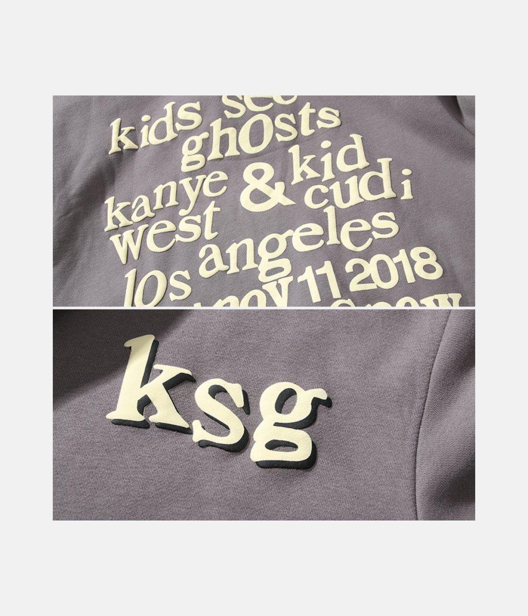 Ksg Hoodie | Kids See Ghosts – material: Premium Cotton Design: Foam Print | Fit type: Regular Fit – LUX VERSE Luxury Designer Fashion Outlet