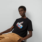 Black COTTON JERSEY T-SHIRT – this T-shirt is crafted from black medium cotton jersey and features the 3D print – LUX VERSE Luxury Designer Fashion Outlet