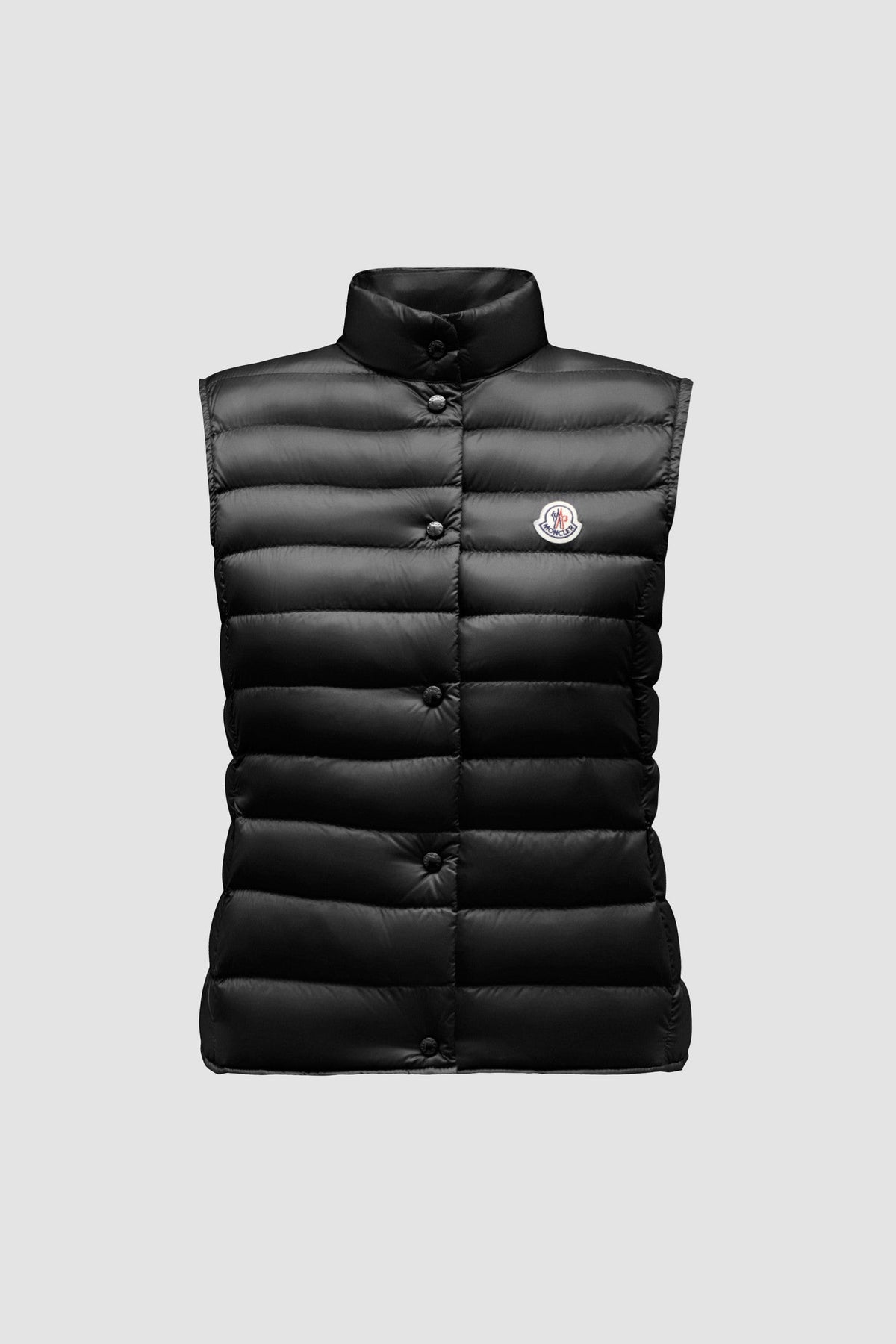 Liane Down Vest – it is characterized by a high neck and a subtle logo patch on the chest – LUX VERSE Luxury Designer Fashion Outlet