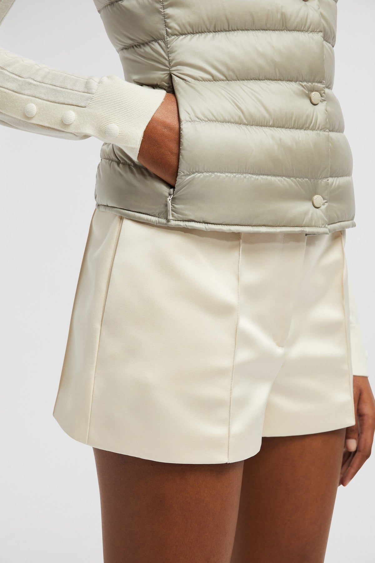 Liane Vest – crafted from nylon léger Nylon léger lining Down-filled Stand collar Snap button – LUX VERSE Luxury Designer Fashion Outlet