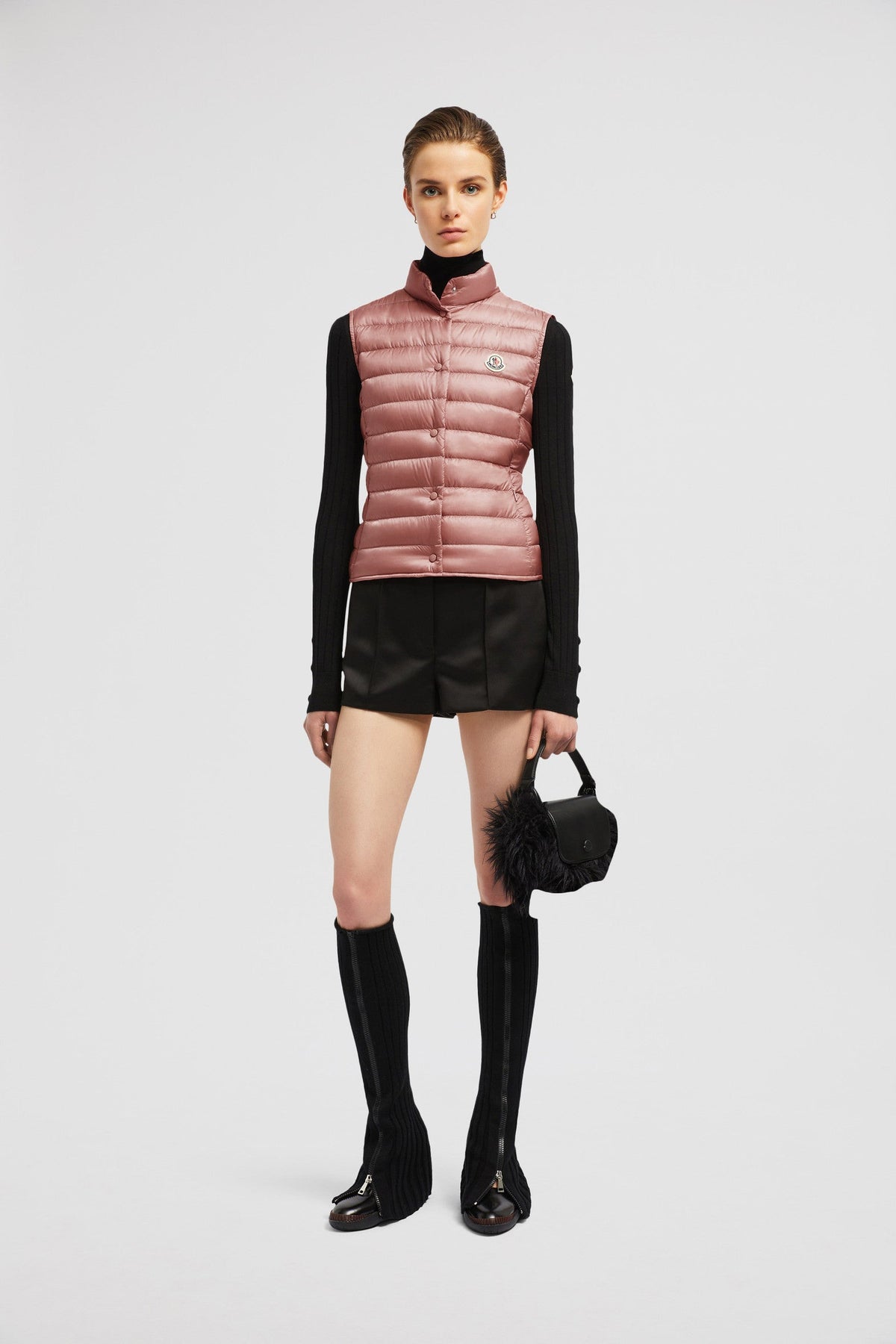 Liane Vest – crafted from nylon léger Nylon léger lining Down-filled Stand collar Snap button – LUX VERSE Luxury Designer Fashion Outlet