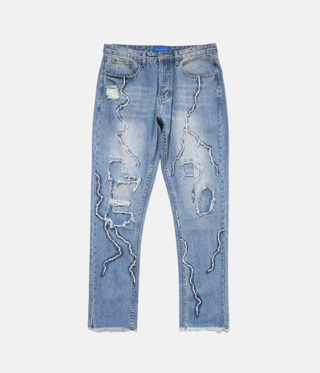 Lightning Pants – material: Premium Cotton & Denim Design: High Quality Print Fit type – LUX VERSE Luxury Designer Fashion Outlet