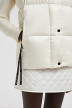 Luzule Down Vest – crafted from nylon laqué Nylon laqué lining Down-filled Detachable hood Zipper – LUX VERSE Luxury Designer Fashion Outlet