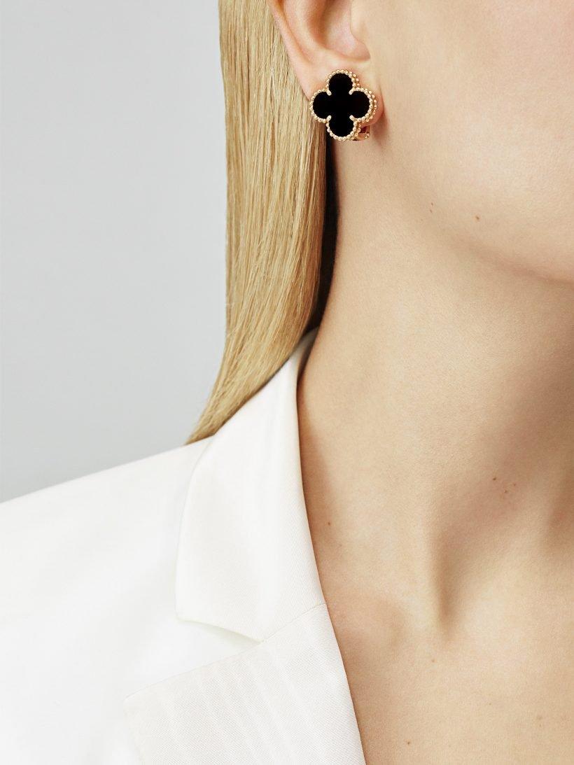 Magic Alhambra Earrings Black – its cloverleaf-inspired asymmetrical designs feature several different material – LUX VERSE Luxury Designer Fashion Outlet
