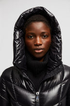 Marus Long Down Jacket – crafted from nylon laqué Nylon laqué lining Down-filled Hood Zipper closure Zipped – LUX VERSE Luxury Designer Fashion Outlet