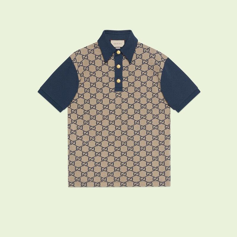 Maxi GG silk cotton polo – unexpected contrast adds a bit of Hollywood glamour to this cotton polor shirt with – LUX VERSE Luxury Designer Fashion Outlet