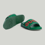 Men's slide sandal – this pair of men's slide sandal is crafted in black leather and defined by – LUX VERSE Luxury Designer Fashion Outlet